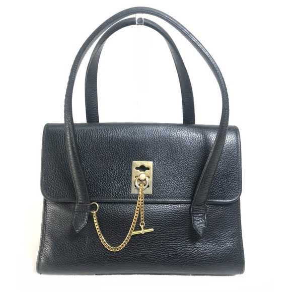 CELINE vintage Bag Tote Bag Hand Bag Black x GoldHardware - Picture 1 of 10